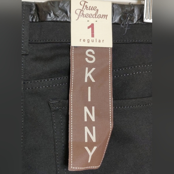 True Freedom Juniors Black Skinny Regular Fit Pants with Faux Leather Trim - Picture 12 of 16